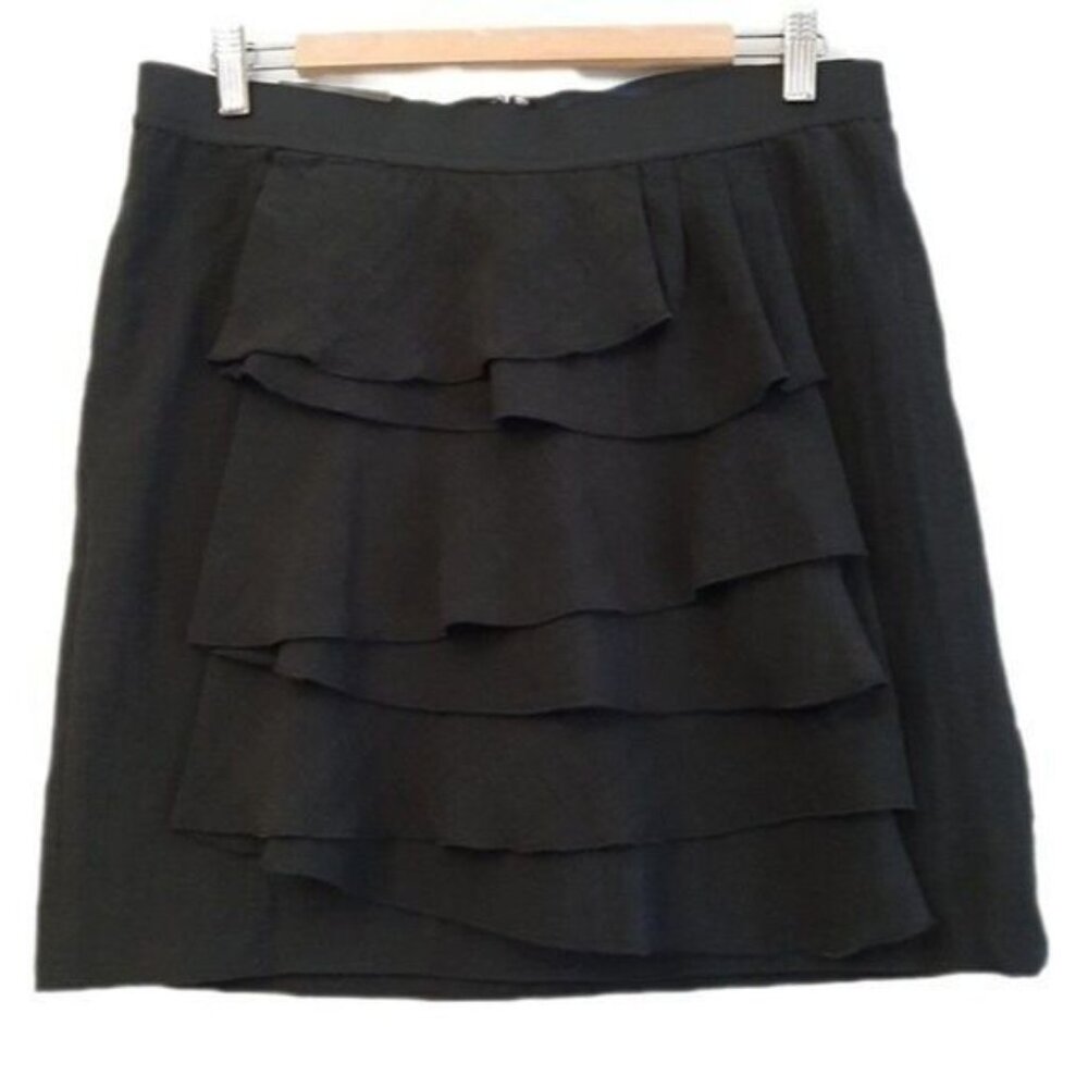 BANANA REPUBLIC | New Mini Skirt Ruffle Black Neutral Sz 10